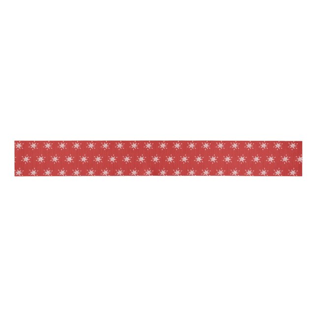 Ruban Gros-grain Noël Rouge blanc mini flocon de neige (Devant)