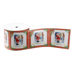 Ruban Gros-grain Noël Vintage Père Noël Fêtes