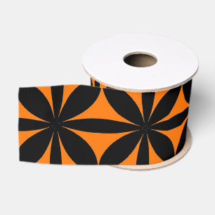 Ruban Gros-grain Noir et Orange moderne / Rétro Imprimer