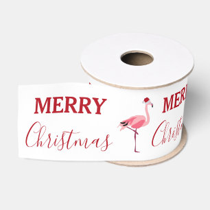 Ruban Gros-grain Oiseau de Noël rose Flamant rose avec chapeau de P