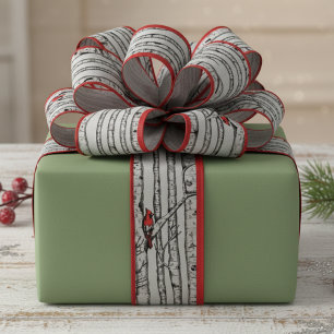 Ruban Gros-grain Oiseaux rouges et verts et oiseaux cardinaux rouge