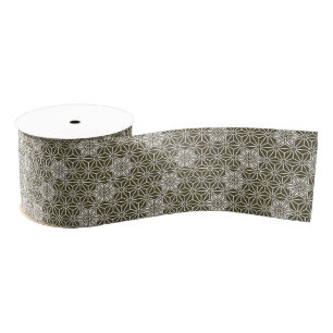 Ruban Gros-grain Oriental Green Matsuba Asanoha Japon Motif