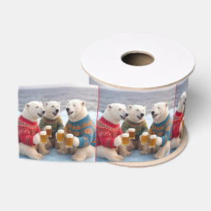 Ruban Gros-grain Ours polaires festifs portant des pulls moches de