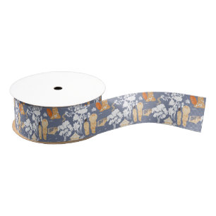 Ruban Gros-grain Pagode de la Chinoiserie Bleue
