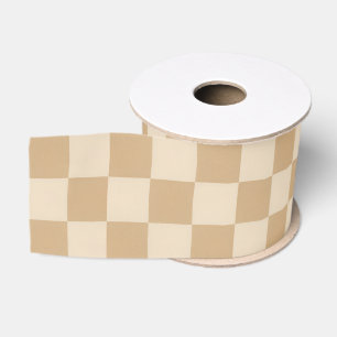 Ruban Gros-grain Palette douce et neutre à carreaux beige et crème
