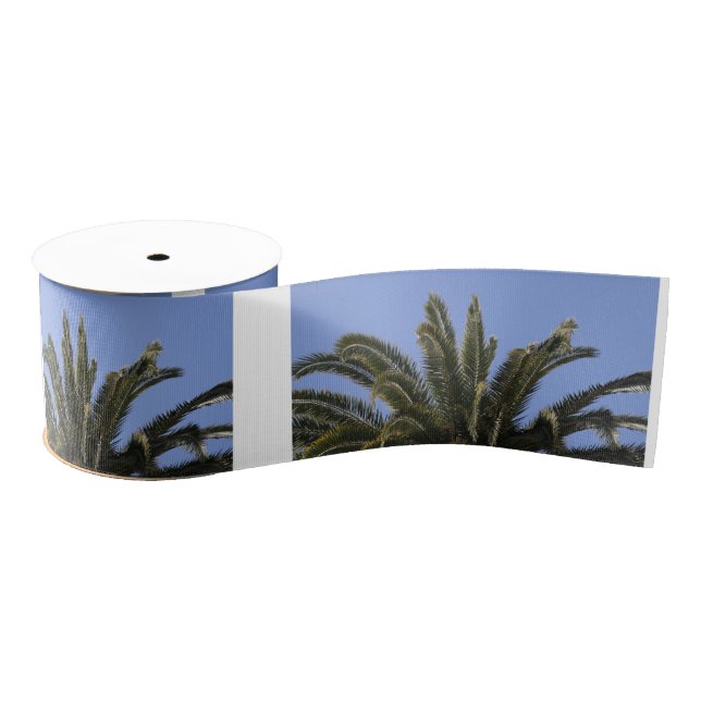 Ruban Gros-grain Palm Tree Blue Sky Tropical (Bobine)
