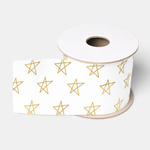 Ruban Gros-grain Papier Tissu brillant brillant des étoiles d'or bl