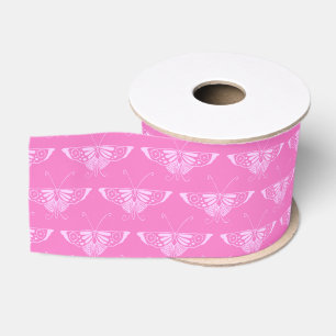 Ruban Gros-grain Papillon Art déco stylisé - orchidée rose