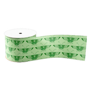 Ruban Gros-grain Papillon Art déco stylisé - vert émeraude
