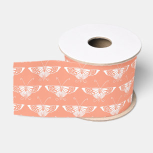 Ruban Gros-grain Papillon stylisé Art Déco - orange corail