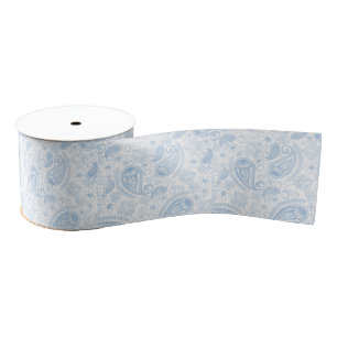 Ruban Gros-grain Parties scintillant bleue classique Paisley Motif 