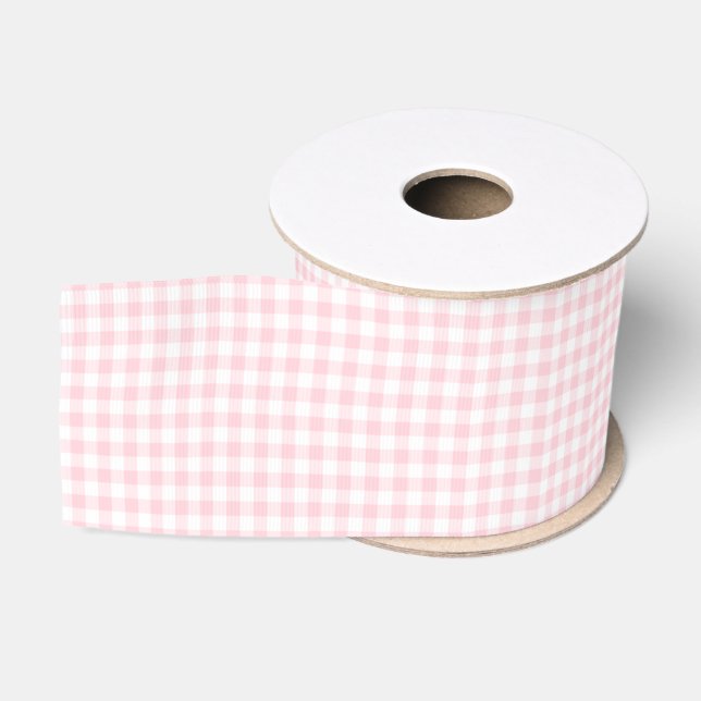 Ruban Gros-grain Pastel Pink En vichy (Bobine)