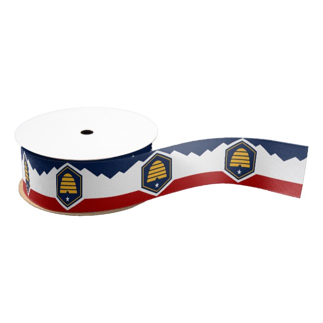 Ruban Gros-grain Patriotic Ribbon with new Flag of Utah State, USA (Bobine)