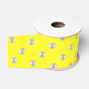 Ruban Gros-grain Perles d'été sur jaune