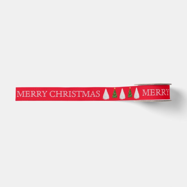 Ruban Gros-grain Personnalisé Customisé Joyeux Noël Grosgrain (Devant)