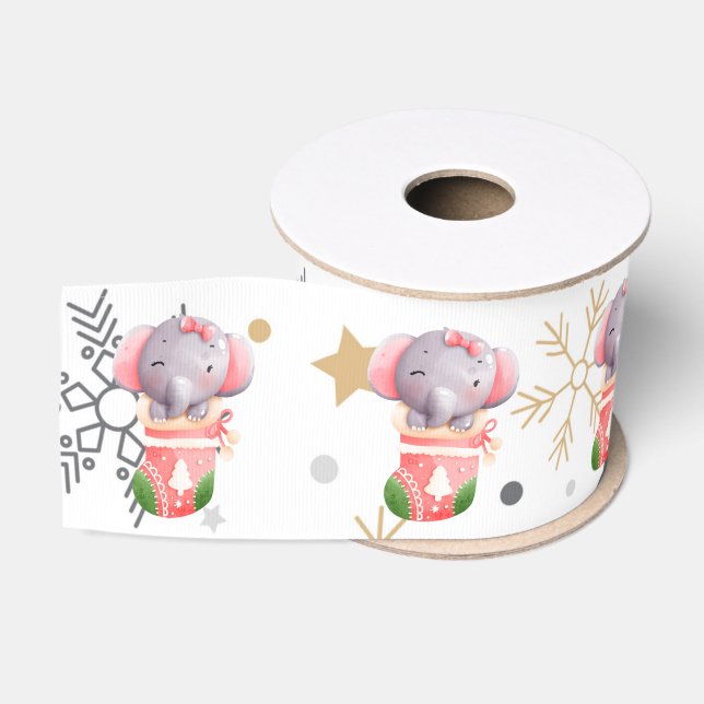 Ruban Gros-grain Personnaliser des fêtes des éléphants Rubon Grosgr (Bobine)