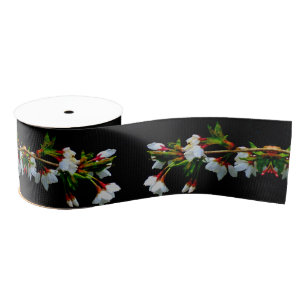 Ruban Gros-grain Photo en fleurs de cerisiers blancs
