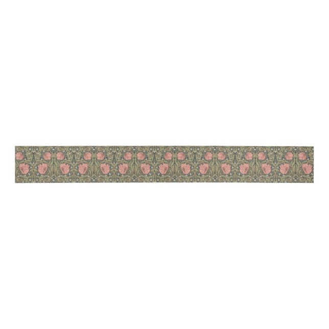 Ruban Gros-grain Pimpernel William Morris -SAGE PEACH Grosgrain Rib (Devant)
