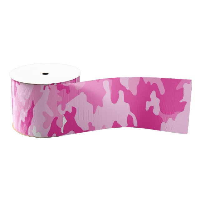 Ruban Gros-grain Pink Camo Pattern – Breast Cancer Awareness (Bobine)