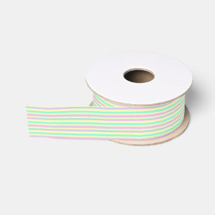 Ruban Gros-grain Pink Jellow Seafoam Pastel Stripe Grosgrain Ribbon