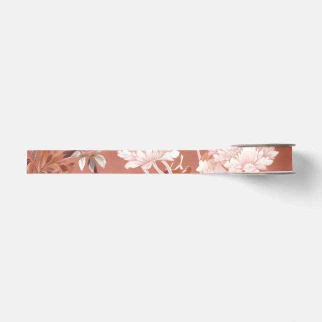 Ruban Gros-grain Pink Peony Chinoiserie Grosgrain Ribbon (Devant)