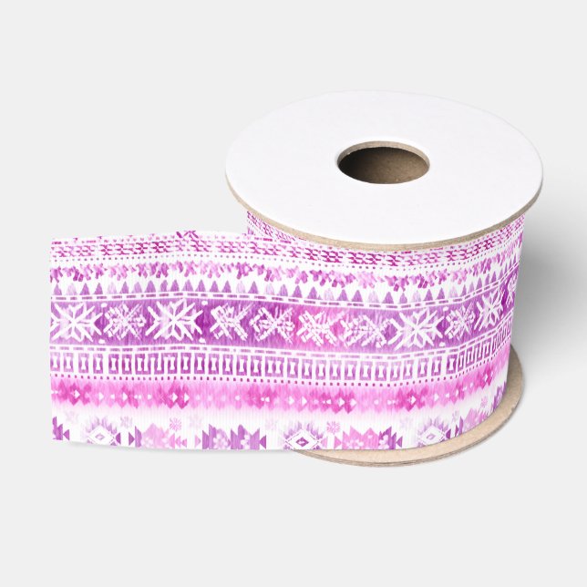 Ruban Gros-grain Pink White Cozy Stripes Christmas (Bobine)
