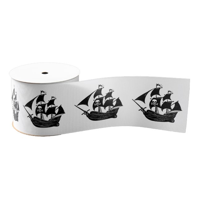 Ruban Gros-grain Pirate noir Crossbones de crâne do-it-yourself cou (Bobine)