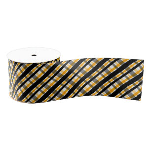 Ruban Gros-grain Plaid d'or jaune de noir de fan de sports de