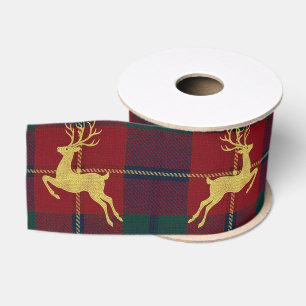 Ruban Gros-grain Plaid Traditionnel de Renne de Noël