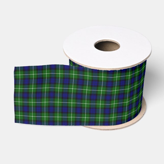 Ruban Gros-grain Plaid vert bleu Lamont tartan (Bobine)