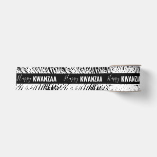 Ruban Gros-grain plumes blanches Black Holiday Happy Kwanzaa