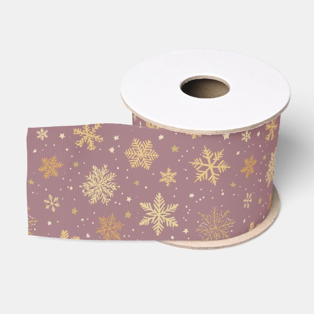 Ruban Gros-grain Pneus d'or sur le violet clair (Bobine)