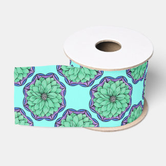 Ruban Gros-grain POINSETTIA MODERNE dans le BLEU
