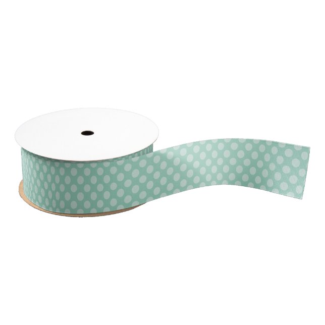 Ruban Gros-grain Point Polka Turquoise clair (Bobine)