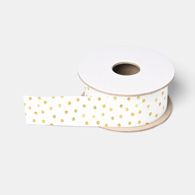 Ruban Gros-grain Points élégants de confettis de feuille d'or (Bobine)