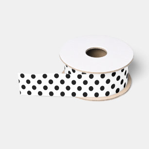 Ruban Gros-grain Points noirs sur fond blanc