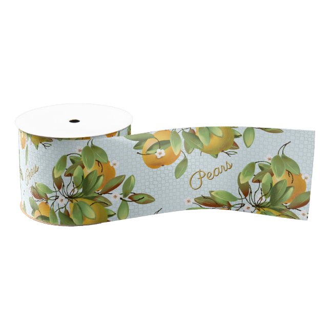 Ruban Gros-grain Poires Fruits tropicaux (Bobine)