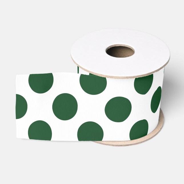 Ruban Gros-grain Pois de Forest Green (Bobine)