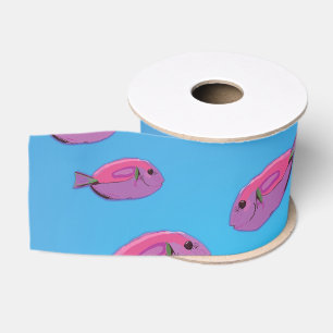 Ruban Gros-grain Poissons roses Ruban, Poisson tropical