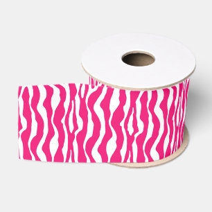 Ruban Gros-grain Poster de animal sauvage, Zèbre à Fuchsia rose et