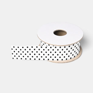 Ruban Gros-grain Pots Polka   points noirs et blancs rétro