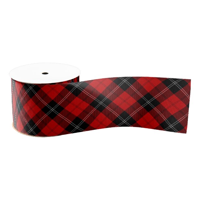 Ruban Gros-grain Ramsay tartan rouge noir plaid (Bobine)