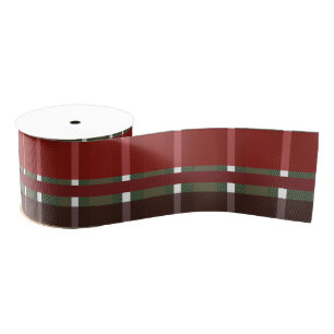 Ruban Gros-grain Rayures à carreaux de Noël rouge vert bordeaux