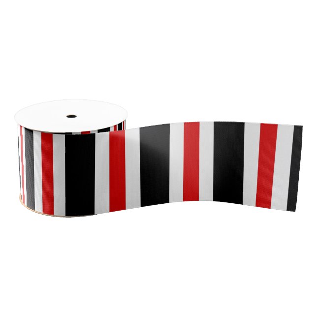 RUBAN GROS-GRAIN RAYURES CHICS DU ROUGE BLACK/12 DE RIBBON_HOLIDAY (Bobine)