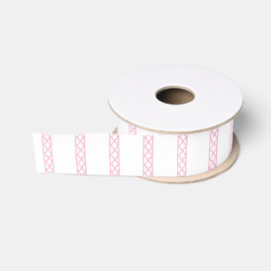 Ruban Gros-grain Rayures de bambou rose et blanc à l'aquarelle