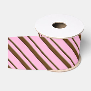 Ruban Gros-grain Rayures de sucrerie, rose et brun chocolat