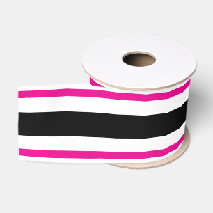 Ruban Gros-grain Rayures noires et fuchsia