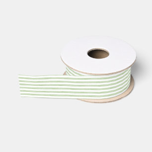 Ruban Gros-grain Rayures vertes chic blanc