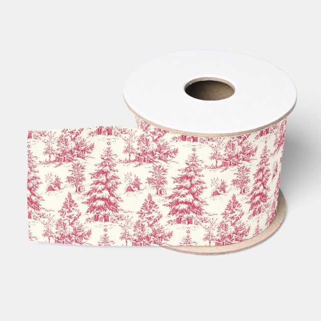 Ruban Gros-grain Red Christmas Toile Wrapping Paper (Bobine)