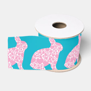Ruban Gros-grain Retro Pâques art hip dessin animé coeur rose lapin